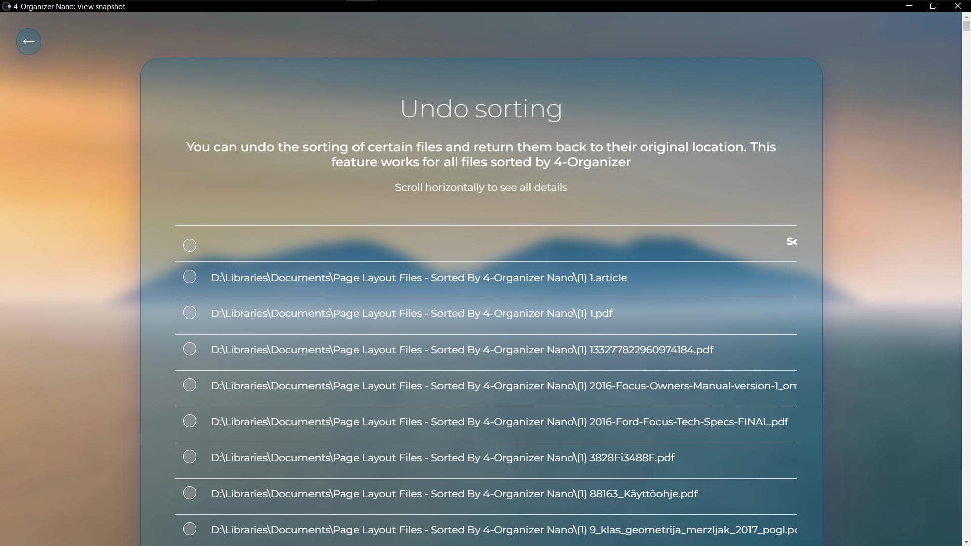  This convenient table displays the “original” location of the file and its “target” path. Select any files via your preferred method to undo them.