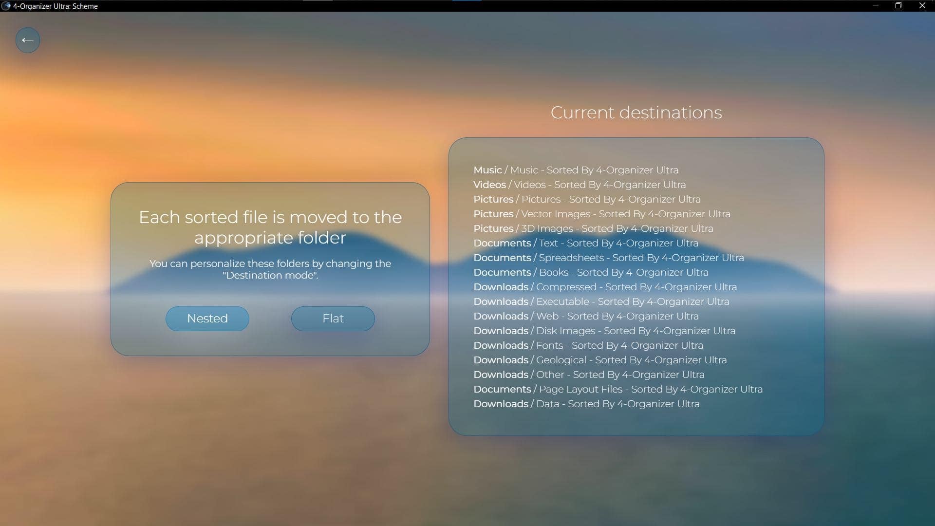 Screenshot of 'Sorting Scheme' window of 4-Organizer Ultra