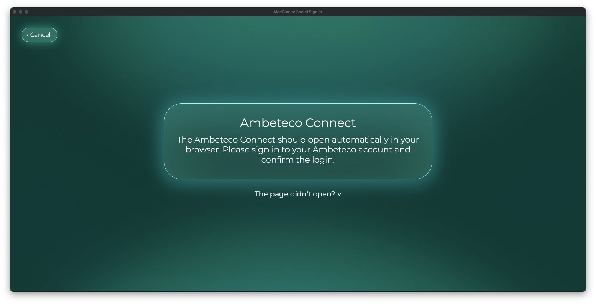 Screenshot that shows how Ambeteco Connect works in MacGlacio