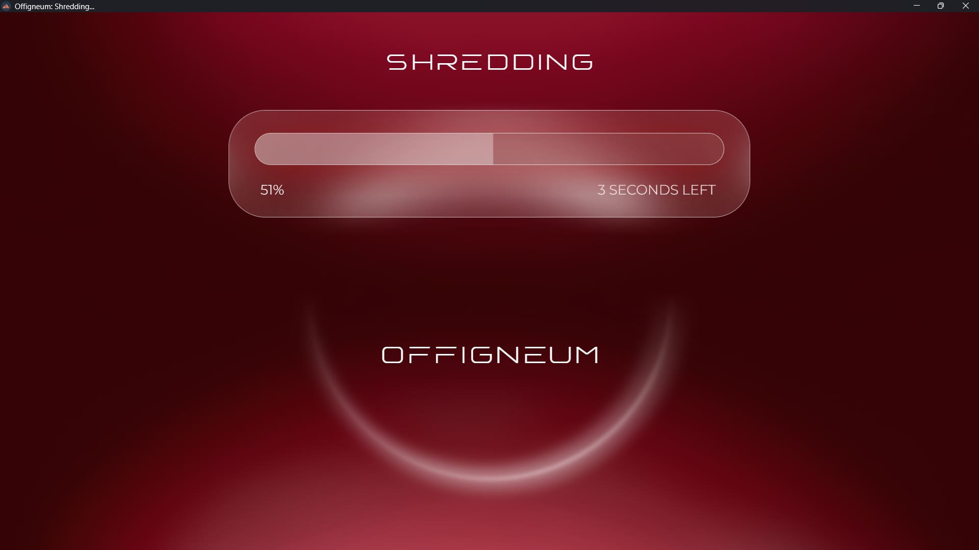 Screenshot of shredding running in Offigneum