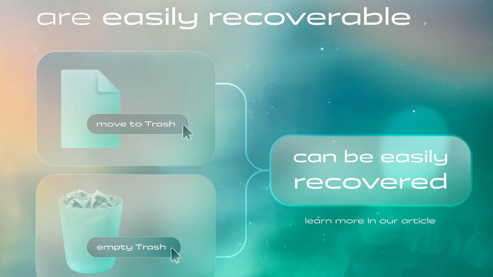 All files you delete are easily recoverable - when you 'move file to Trash' and when you 'empty Trash' - all files deleted like this can be easily recovered.