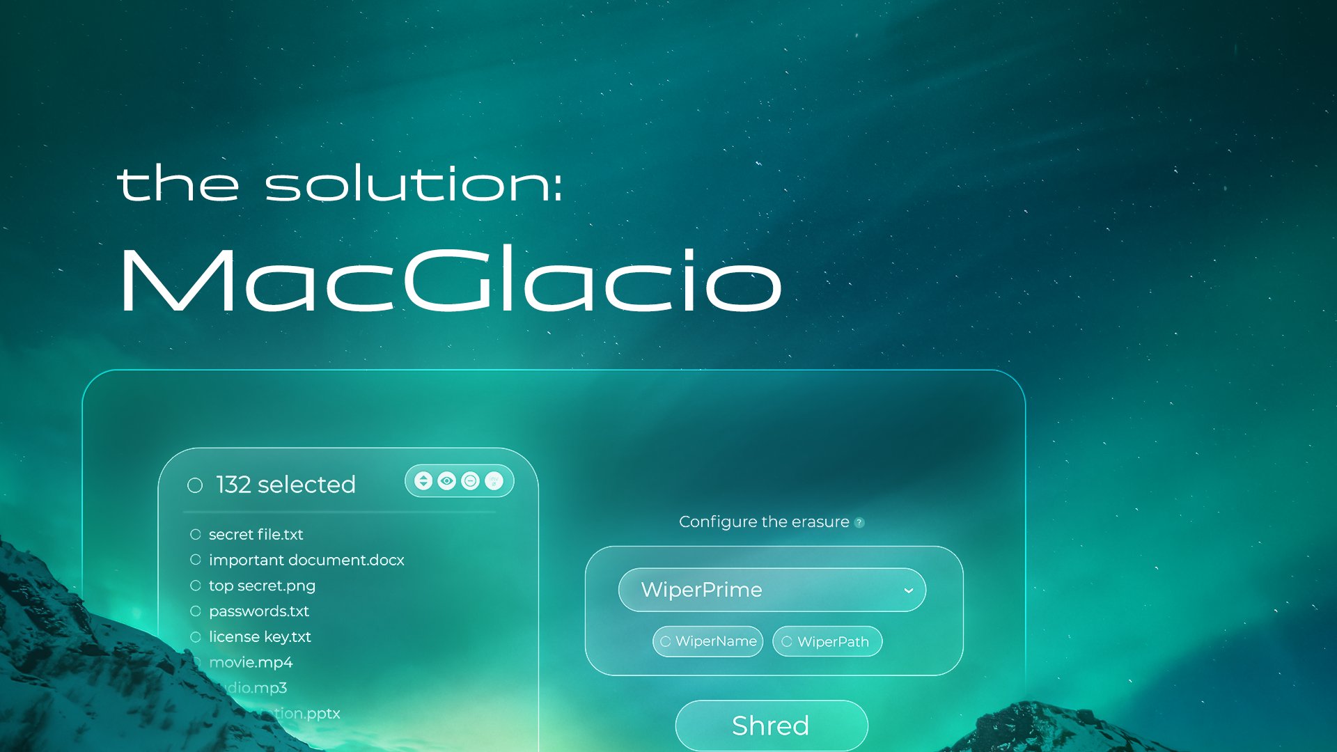 Presenting the solution: MacGlacio. Displaying the MacGlacio window to showcase its elegance and aesthetic beauty.